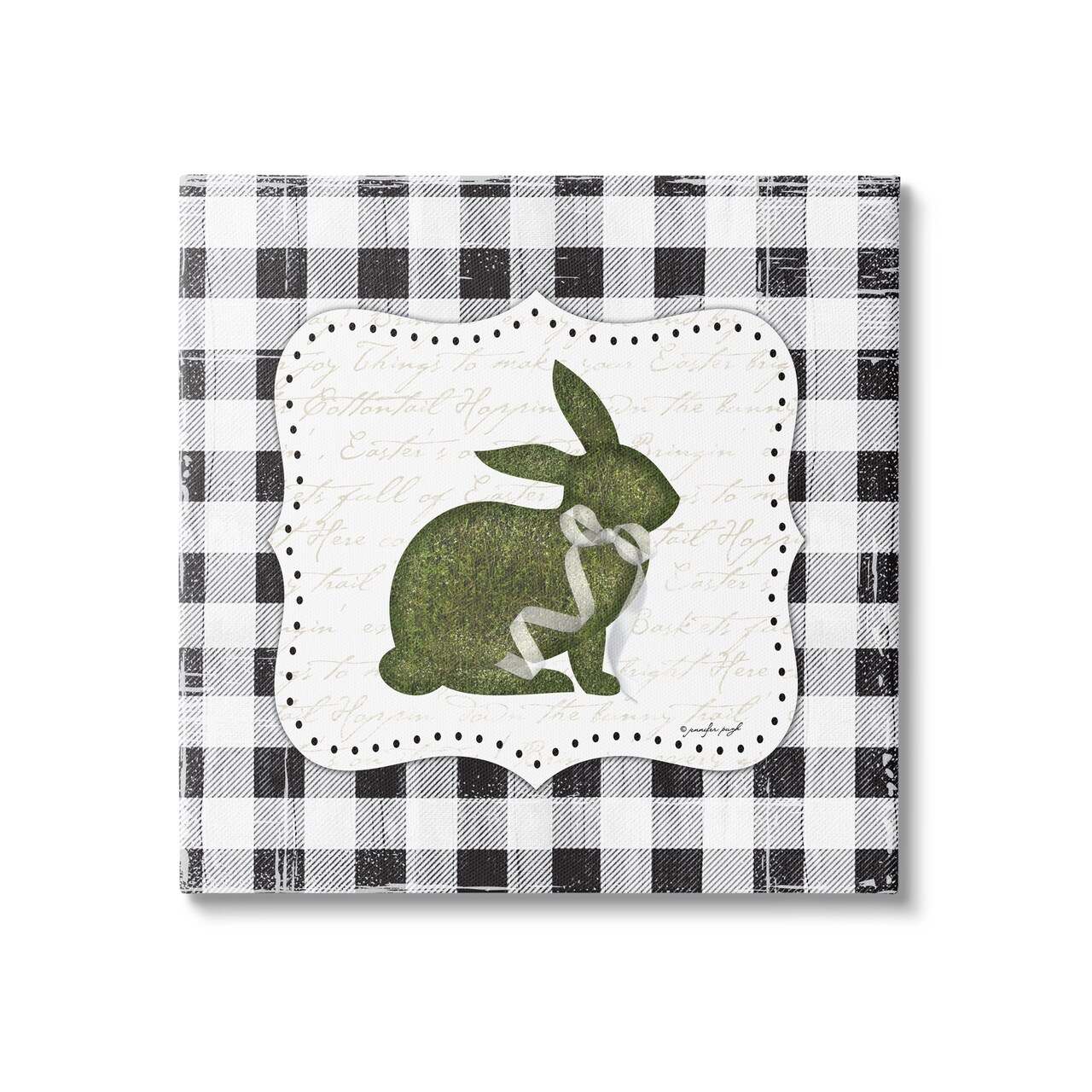 Stupell Industries Festive Easter Bunny Plaid Canvas Wall Art